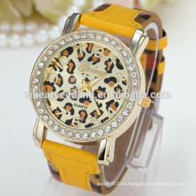 2015 reloj caliente de señoras del patrón del leopardo de la venta geneva